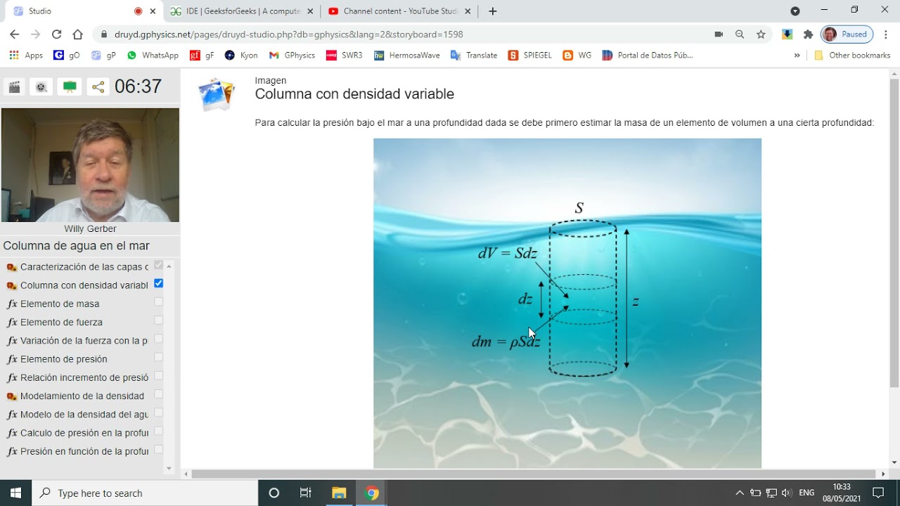 columna de agua en el mar