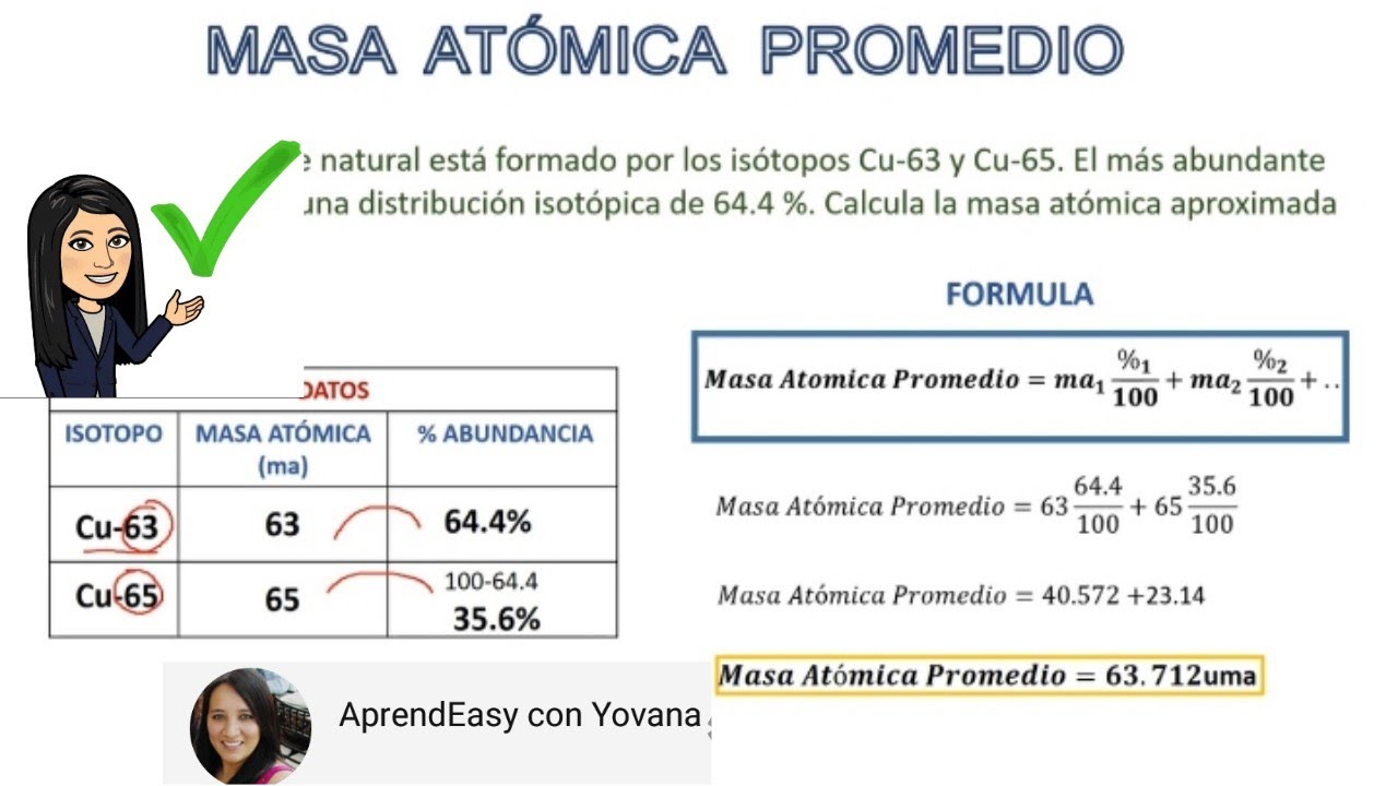 como calcular la masa atomica promedio